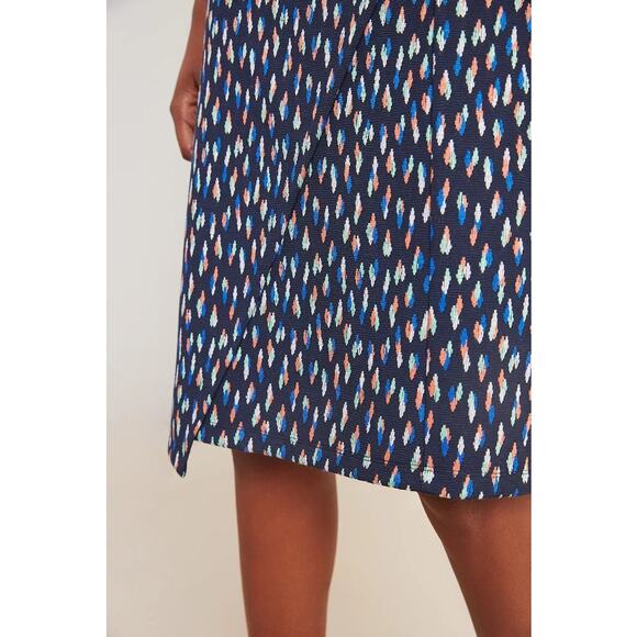 Maeve by Anthropologie Debra Navy Orange Faux Wrap Knit Pencil Skirt Size 8 - Picture 6 of 7